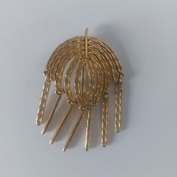 Sarah Coventry Brooch Vintage Mid Century Modern Gold Tone Articulated Sunburst - Picture 7 of 14